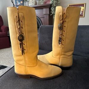 Yellow Leather Western Boots